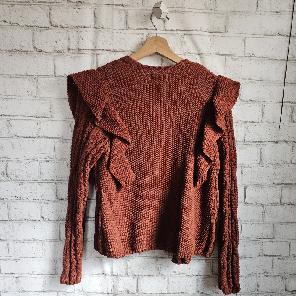 ☆ UNIVERSAL THREAD Rustic Red Ruffle Cardigan, XS - Picture 3 of 8